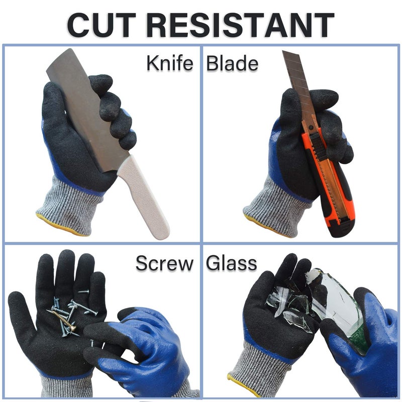 GLOSAV Durable Gardening Gloves for Men, Heavy Duty Nitrile Garden Gloves, Double Coated Work Gloves, Cut Resistant, Puncture Proof, Water Resistant, Touch Screen (Medium) - Image 3